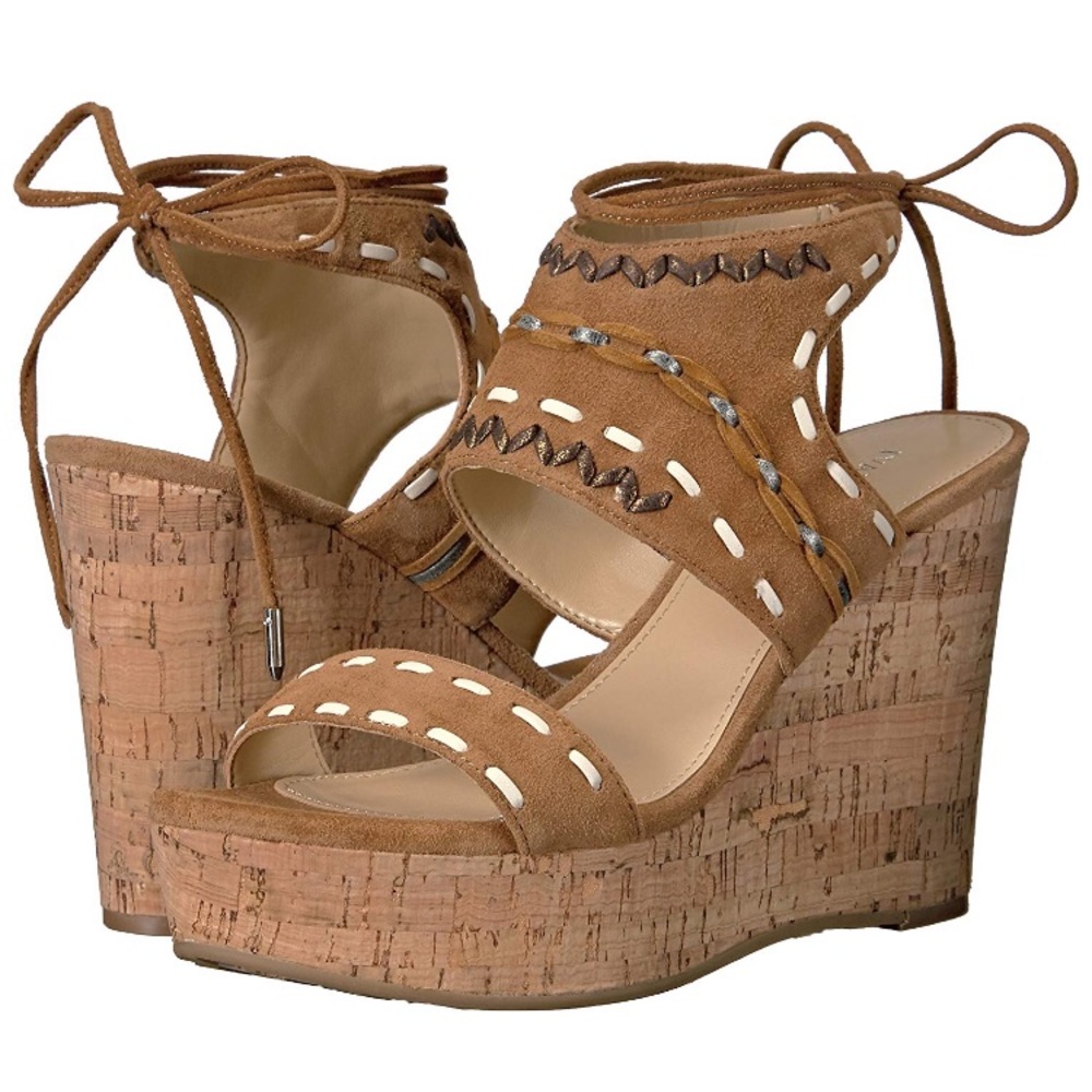 New Ivanka Trump leather wedge sandals Sz 9M